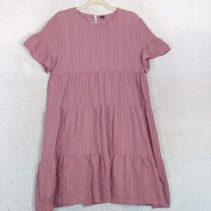 LISHLY Women's Pink Tiered Babydoll Dress‎ Size M